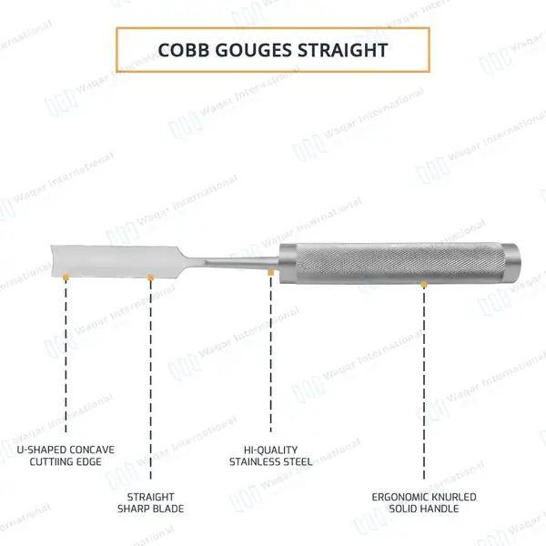 Cobb Gouge 11″ Straight 19mm Wide Blade - orthopedic instruments manufactured by Waqar International, Sialkot - view 4