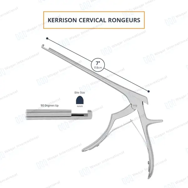Kerrison Rongeur 7″ Shaft 90° Up Thin Footplate 4mm Bite - surgical instruments manufactured by Waqar International, Sialkot - view 3