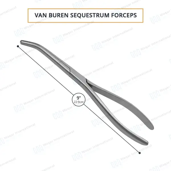 Van Buren Sequestrum Forceps Clamp 9″ Angled Serrated Jaws - orthopedic instruments manufactured by Waqar International, Sialkot - view 3