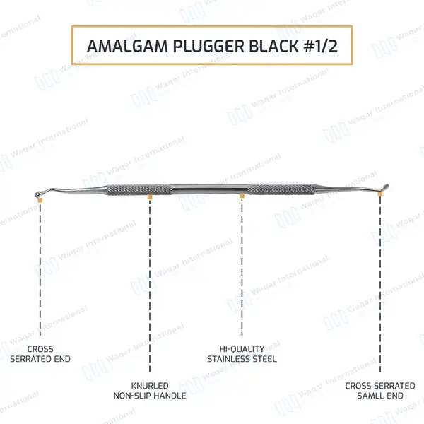 6 Pcs Amalgam Plugger Black #1/2 Double Ended - surgical instruments manufactured by Waqar International, Sialkot - view 4