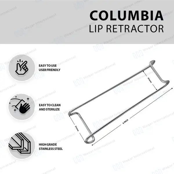 Columbia Cheek Retractor 6″ Double Ended - surgical instruments manufactured by Waqar International, Sialkot - view 3