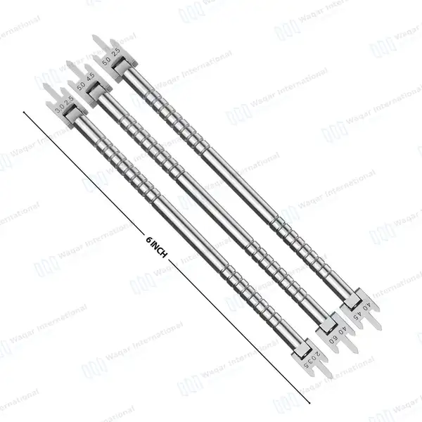 3 Swivel Head Bracket Height Gauge Set 6″ Adjustable Pointed Tips - dental instruments manufactured by Waqar International, Sialkot - view 3