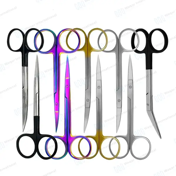 9 Pcs Dental Iris Scissors Set 4.5″ Staright, Curved & Angled - surgical instruments manufactured by Waqar International, Sialkot - view 2