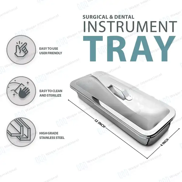 Catheter Tray With Strap Handle Cover 12″ x 4″ - surgical instruments manufactured by Waqar International, Sialkot - view 3
