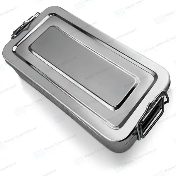 Instrument Tray Box 5″x10″x2″ with Lid & Lock Handles - surgical instruments manufactured by Waqar International, Sialkot - view 2