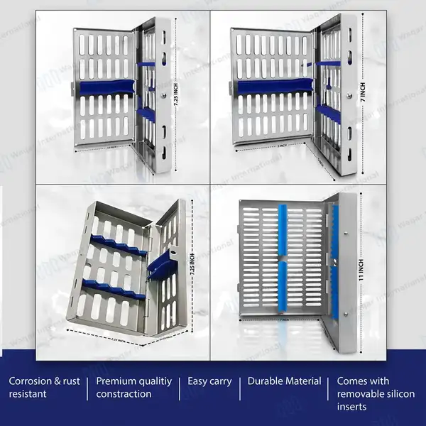 4 Dental Autoclave Sterilization Cassettes Rack Box for 5, 7, 10 and 20 Instruments - surgical instruments manufactured by Waqar International, Sialkot - view 2