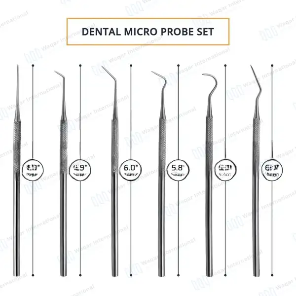 6 Pcs Dental Explorer Micro Diagnostic Probes Kit Single Ended - surgical instruments manufactured by Waqar International, Sialkot - view 3