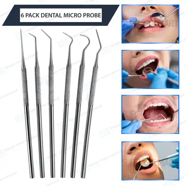 6 Pcs Dental Explorer Micro Diagnostic Probes Kit Single Ended - surgical instruments manufactured by Waqar International, Sialkot - view 4