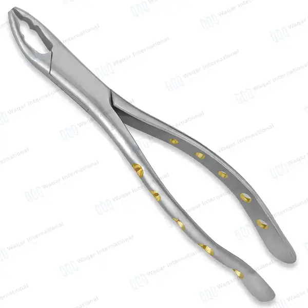 Extracting Forceps #150AS Diamond Dusted Python Grip Gold Hollow Handle - dental instruments manufactured by Waqar International, Sialkot - view 2