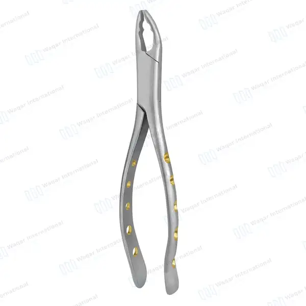 Extracting Forceps #150AS Diamond Dusted Python Grip Gold Hollow Handle - dental instruments manufactured by Waqar International, Sialkot - view 8