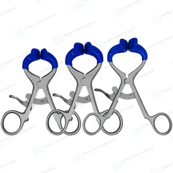 3 Molt Mouth Gag Set 3.5″, 4.5″ & 5.5″ Blue PVC Grip Blades - surgical instruments manufactured by Waqar International, Sialkot - view 2