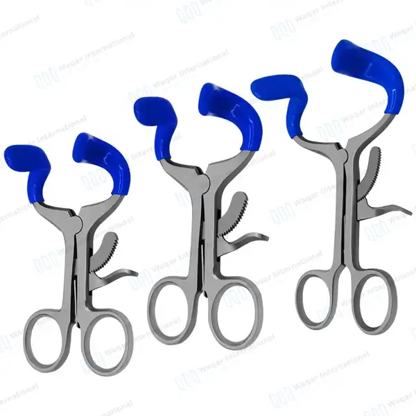 3 Molt Mouth Gag Set 3.5″, 4.5″ & 5.5″ Blue PVC Grip Blades - surgical instruments manufactured by Waqar International, Sialkot - view 7