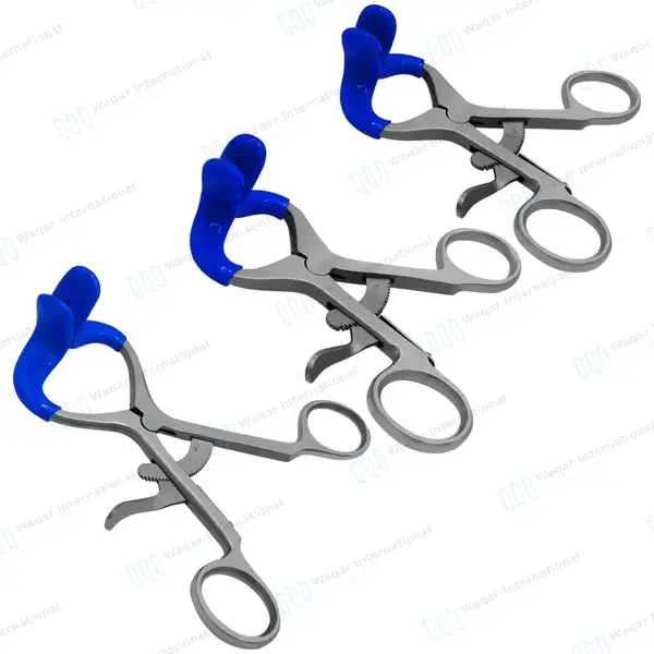 3 Molt Mouth Gag Set 3.5″, 4.5″ & 5.5″ Blue PVC Grip Blades - surgical instruments manufactured by Waqar International, Sialkot - view 8