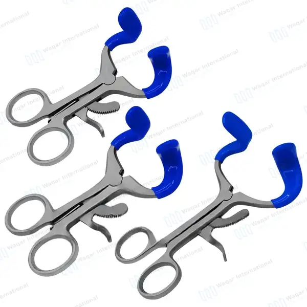 3 Molt Mouth Gag Set 3.5″, 4.5″ & 5.5″ Blue PVC Grip Blades - surgical instruments manufactured by Waqar International, Sialkot - view 9