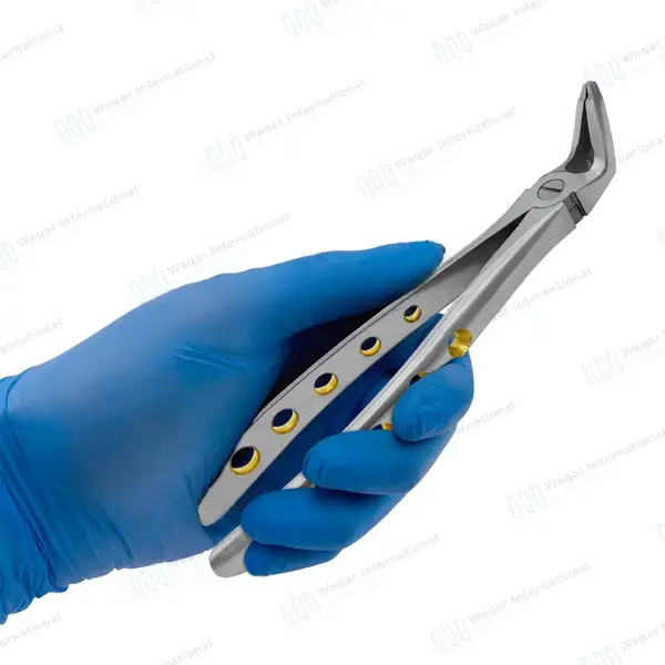 Dental Extracting Forceps #F2 Diamond Dusted Gold Handle - surgical instruments manufactured by Waqar International, Sialkot - view 9