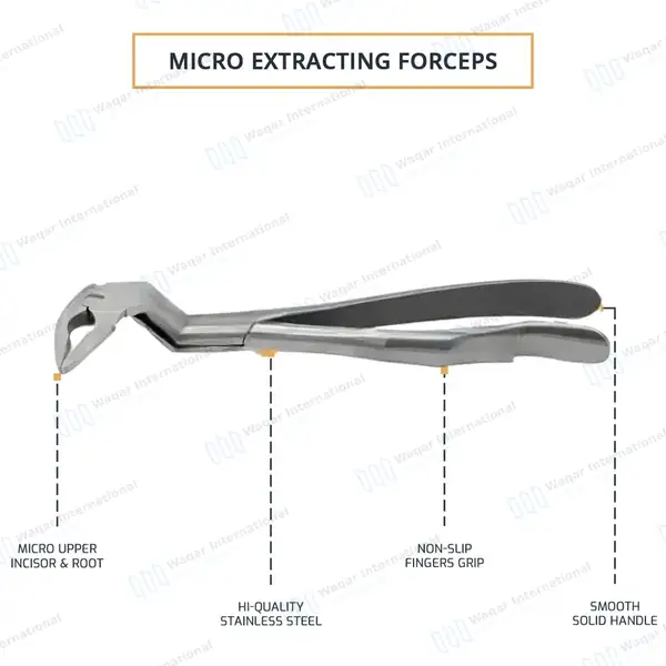 2 Micro Extracting Forceps #133L & #133R for Upper Incisor & Root - surgical instruments manufactured by Waqar International, Sialkot - view 4
