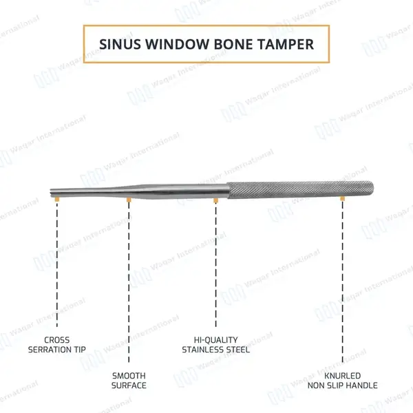 Sinus Window Bone Tamper 4mm Serrated Tip - surgical instruments manufactured by Waqar International, Sialkot - view 4