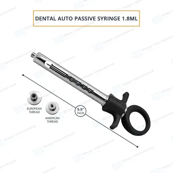 Dental Self Aspirating Auto Passive Syringe 1.8ml Black Plastic Handle - surgical instruments manufactured by Waqar International, Sialkot - view 3