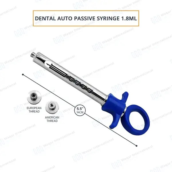 Dental Anesthetic Self Aspirating Syringe 1.8ml Auto Passive Blue Plastic Handle - surgical instruments manufactured by Waqar International, Sialkot - view 3