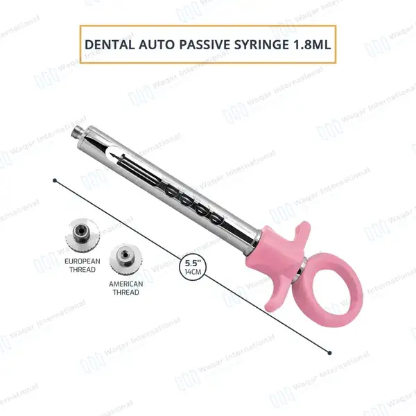 Dental Anesthetic Self Aspirating Syringe 1.8ml Auto Passive Pink Plastic Handle - surgical instruments manufactured by Waqar International, Sialkot - view 3