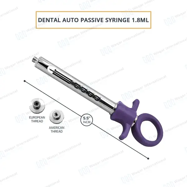 Dental Self Aspirating Syringe 1.8ml Auto Passive Purple Plastic Handle - surgical instruments manufactured by Waqar International, Sialkot - view 3
