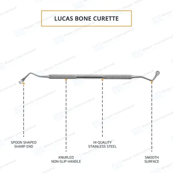 4 Lucas Bone Curette Set #85, #86, #87, #88 Double Ended - dental instruments manufactured by Waqar International, Sialkot - view 4