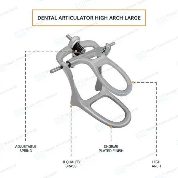 Large Hinge Dental Articulator High Arch Chrome Plated - surgical instruments manufactured by Waqar International, Sialkot - view 4