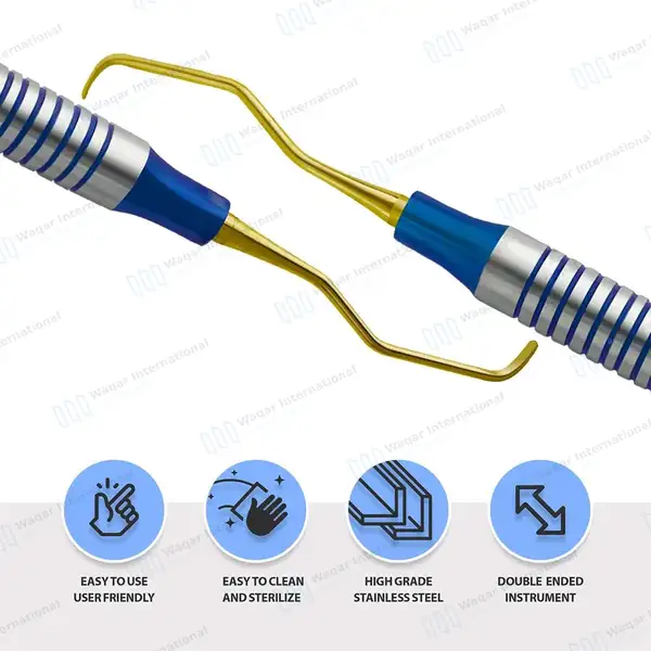 Gracey Curette 1/2 Gold Tips Double Ended - surgical instruments manufactured by Waqar International, Sialkot - view 4
