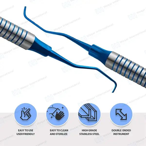 Gracey Curette 1/2 Blue Tips Double Ended - surgical instruments manufactured by Waqar International, Sialkot - view 4