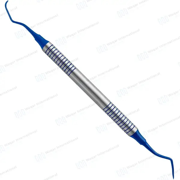 McCalls Curette 13S/14S Blue Coated Tips with Hollow Handle - surgical instruments manufactured by Waqar International, Sialkot - view 2