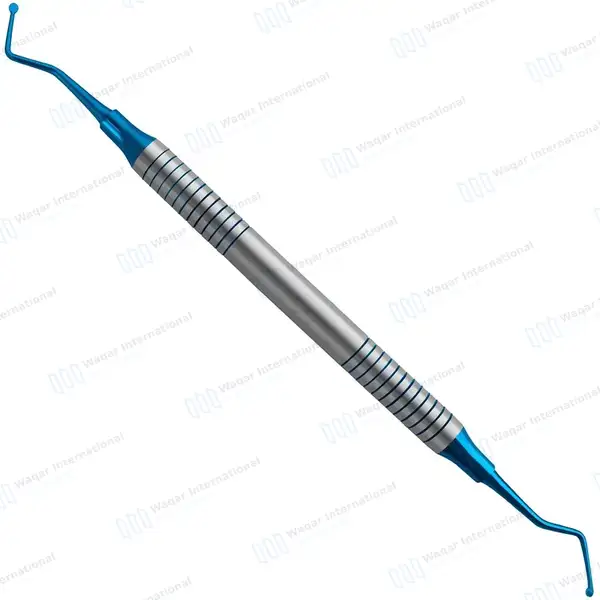 Dental Excavator #19 Blue Tips with Blue & Silver Hollow Handle - surgical instruments manufactured by Waqar International, Sialkot - view 2