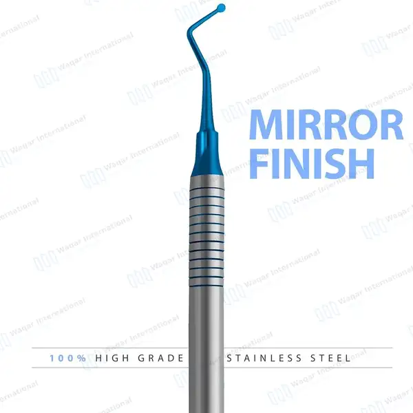 Dental Excavator #19 Blue Tips with Blue & Silver Hollow Handle - surgical instruments manufactured by Waqar International, Sialkot - view 5