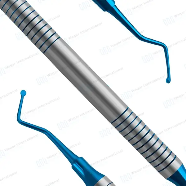 Dental Excavator #19 Blue Tips with Blue & Silver Hollow Handle - surgical instruments manufactured by Waqar International, Sialkot - view 7