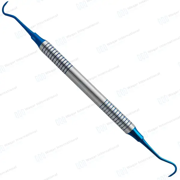 Sickle Scaler H6/H7 Anterior Blue Tips Double Ended Hollow Handle - surgical instruments manufactured by Waqar International, Sialkot - view 2