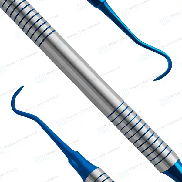 Sickle Scaler H6/H7 Anterior Blue Tips Double Ended Hollow Handle - surgical instruments manufactured by Waqar International, Sialkot - view 7