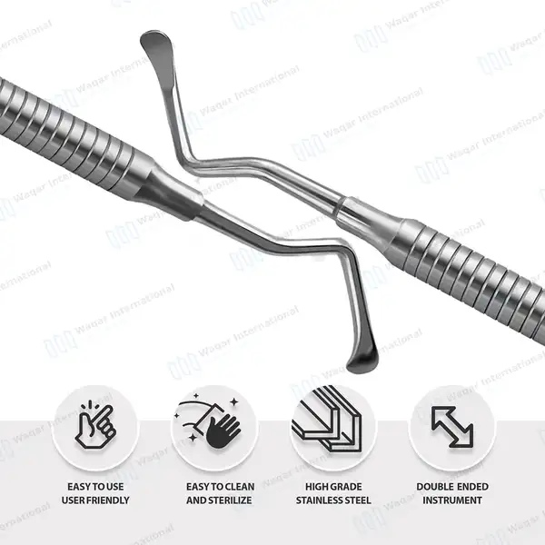 Lucas Bone Curette #86 Double Ended Spoon Tips – Hollow - surgical instruments manufactured by Waqar International, Sialkot - view 4