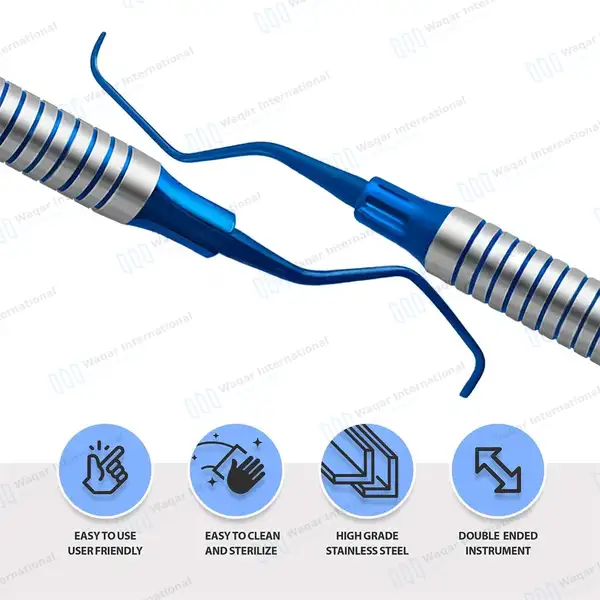 Gracey Curette 5/6 Blue Tips Double Ended - surgical instruments manufactured by Waqar International, Sialkot - view 4
