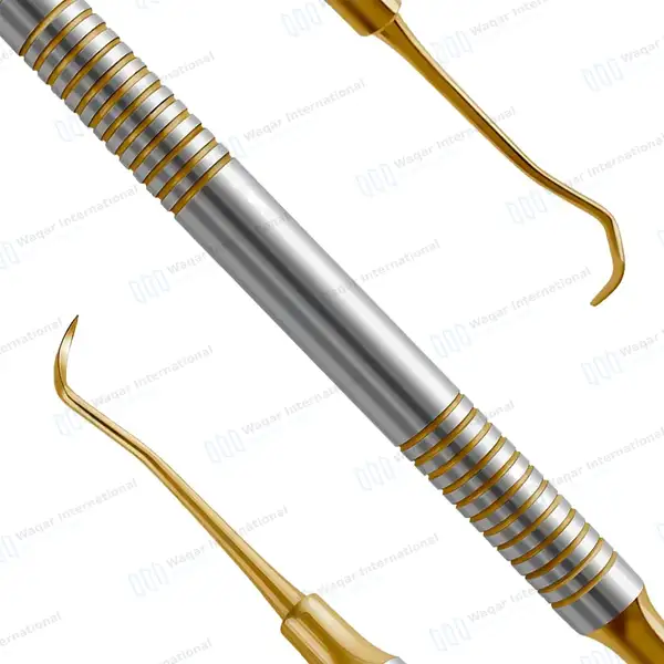 Sickle Scaler #204S with Gold Tips Hollow Handle - surgical instruments manufactured by Waqar International, Sialkot - view 7