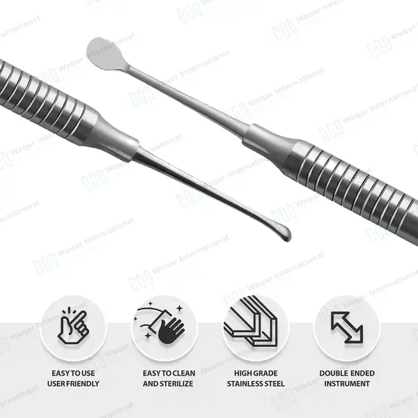 Molt Bone Curette #2/4 Double Ended Hollow Handle - dental instruments manufactured by Waqar International, Sialkot - view 4