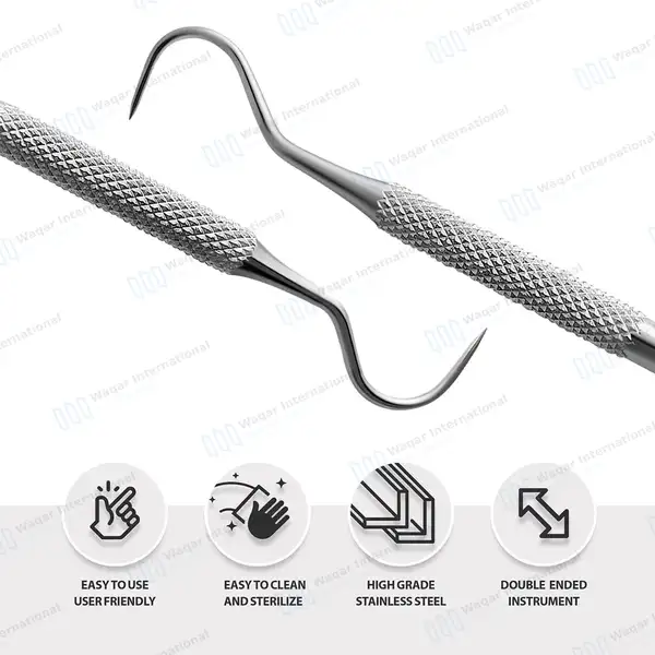 Explorer Probe Moon Shaped – Double Ended - surgical instruments manufactured by Waqar International, Sialkot - view 4