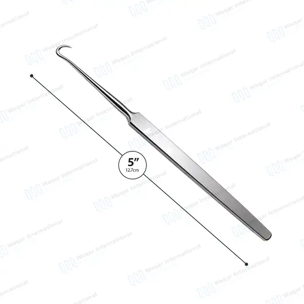 Frazier Dura Hook 5″ (12.7cm) Sharp Point - surgical instruments manufactured by Waqar International, Sialkot - view 3