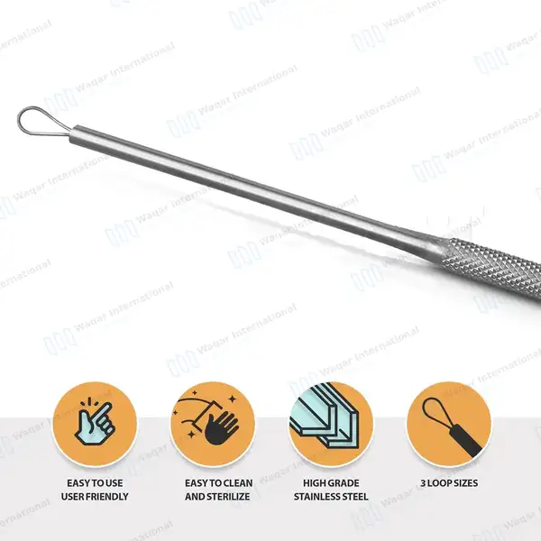 Billeau Ear Loop Curette Size #1 – Small - surgical instruments manufactured by Waqar International, Sialkot - view 2