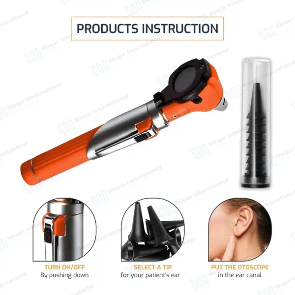 13 Pcs Fiber Optic Mini Otoscope Set – Orange - surgical instruments manufactured by Waqar International, Sialkot - view 5