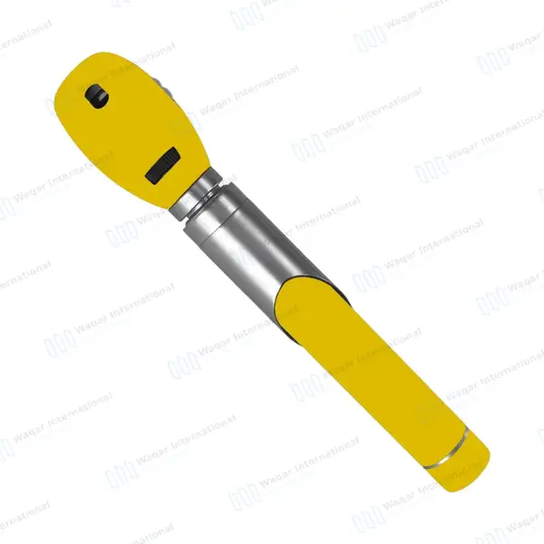 Fiber Optic Mini Otoscope & Ophthalmoscope ENT Diagnostic Set – Yellow - surgical instruments manufactured by Waqar International, Sialkot - view 3