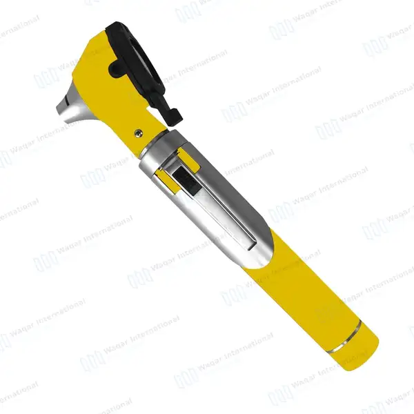 Fiber Optic Mini Otoscope & Ophthalmoscope ENT Diagnostic Set – Yellow - surgical instruments manufactured by Waqar International, Sialkot - view 4