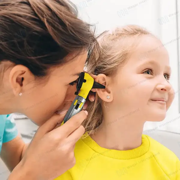 Fiber Optic Mini Otoscope & Ophthalmoscope ENT Diagnostic Set – Yellow - surgical instruments manufactured by Waqar International, Sialkot - view 7