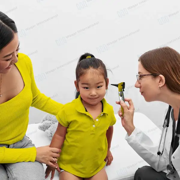 Fiber Optic Mini Otoscope & Ophthalmoscope ENT Diagnostic Set – Yellow - surgical instruments manufactured by Waqar International, Sialkot - view 8