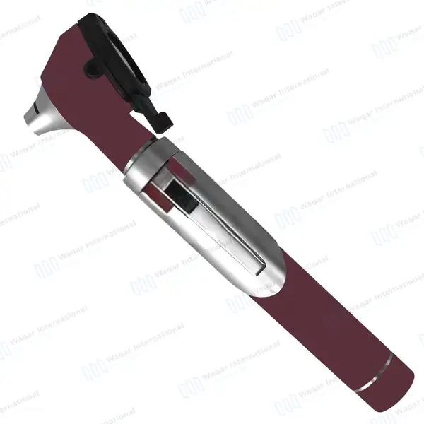 Fiber Optic Mini Otoscope & Ophthalmoscope ENT Diagnostic Set – Burgundy - surgical instruments manufactured by Waqar International, Sialkot - view 3