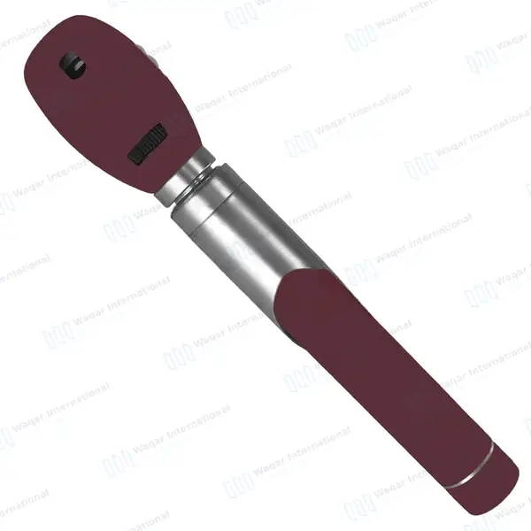 Fiber Optic Mini Otoscope & Ophthalmoscope ENT Diagnostic Set – Burgundy - surgical instruments manufactured by Waqar International, Sialkot - view 4