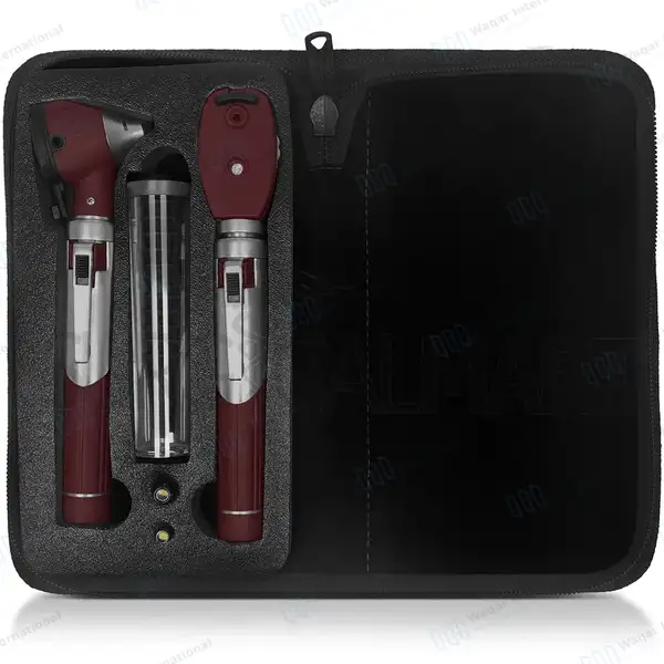 Fiber Optic Mini Otoscope & Ophthalmoscope ENT Diagnostic Set – Burgundy - surgical instruments manufactured by Waqar International, Sialkot - view 9